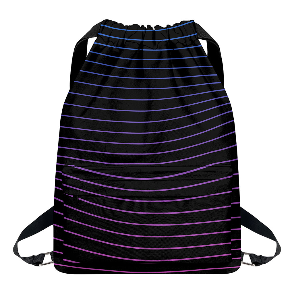 Blue And Purple EDM Wave Print Drawstring Backpack