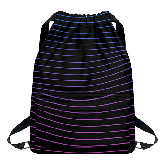 Blue And Purple EDM Wave Print Drawstring Backpack