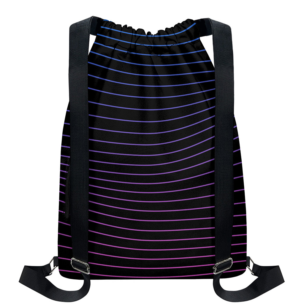 Blue And Purple EDM Wave Print Drawstring Backpack