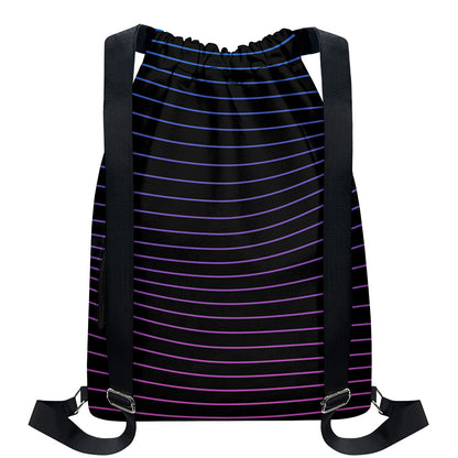 Blue And Purple EDM Wave Print Drawstring Backpack