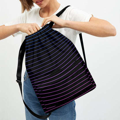 Blue And Purple EDM Wave Print Drawstring Backpack