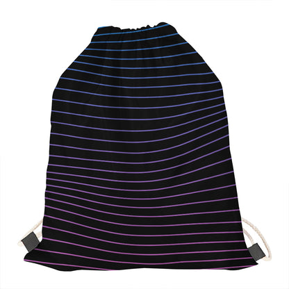 Blue And Purple EDM Wave Print Drawstring Bag