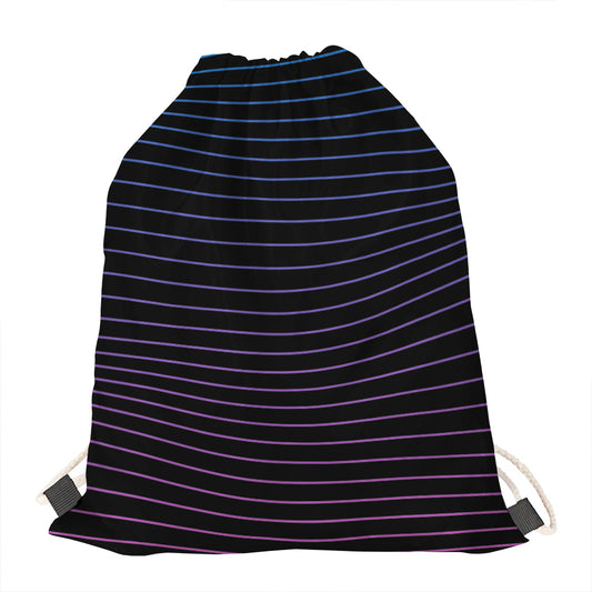 Blue And Purple EDM Wave Print Drawstring Bag