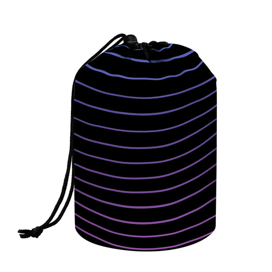Blue And Purple EDM Wave Print Drawstring Makeup Bag