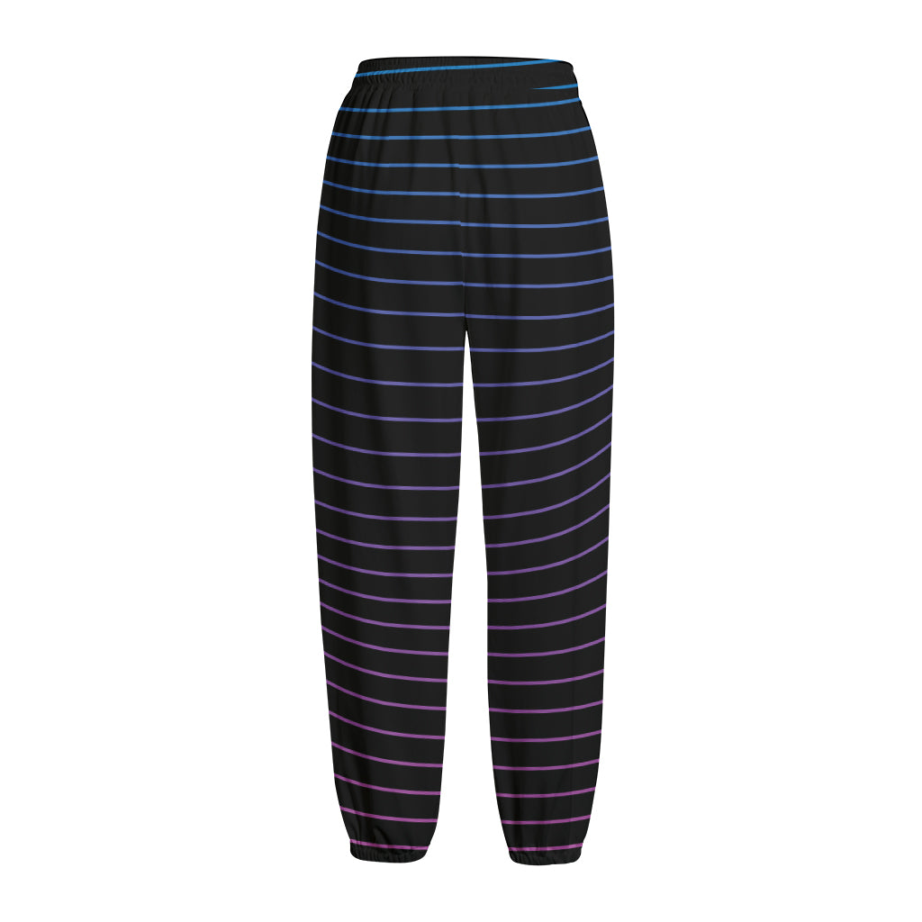 Blue And Purple EDM Wave Print Fleece Lined Knit Pants