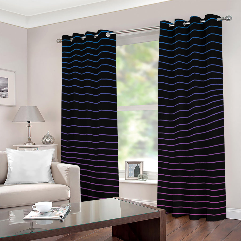 Blue And Purple EDM Wave Print Grommet Curtains