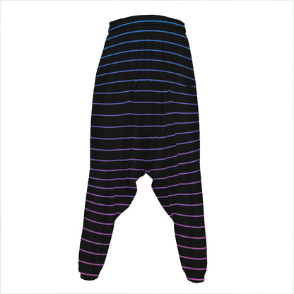 Blue And Purple EDM Wave Print Hammer Pants