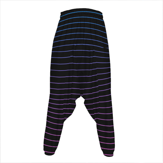 Blue And Purple EDM Wave Print Hammer Pants