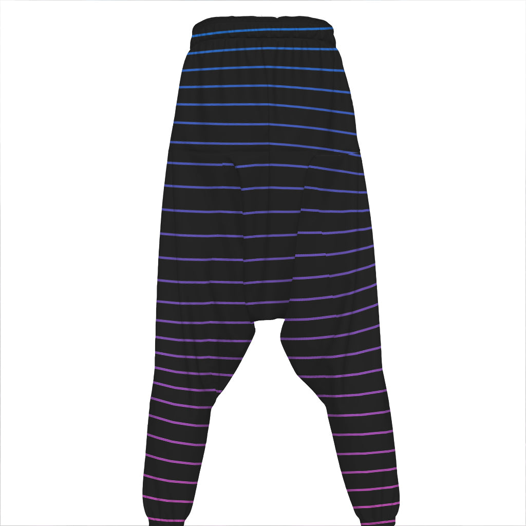Blue And Purple EDM Wave Print Hammer Pants