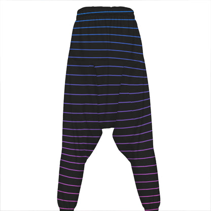 Blue And Purple EDM Wave Print Hammer Pants