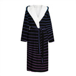 Blue And Purple EDM Wave Print Hooded Bathrobe