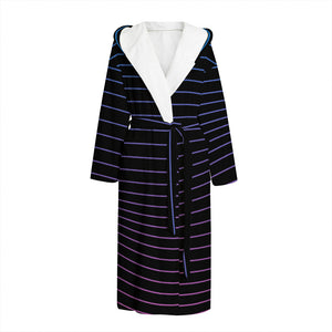 Blue And Purple EDM Wave Print Hooded Bathrobe