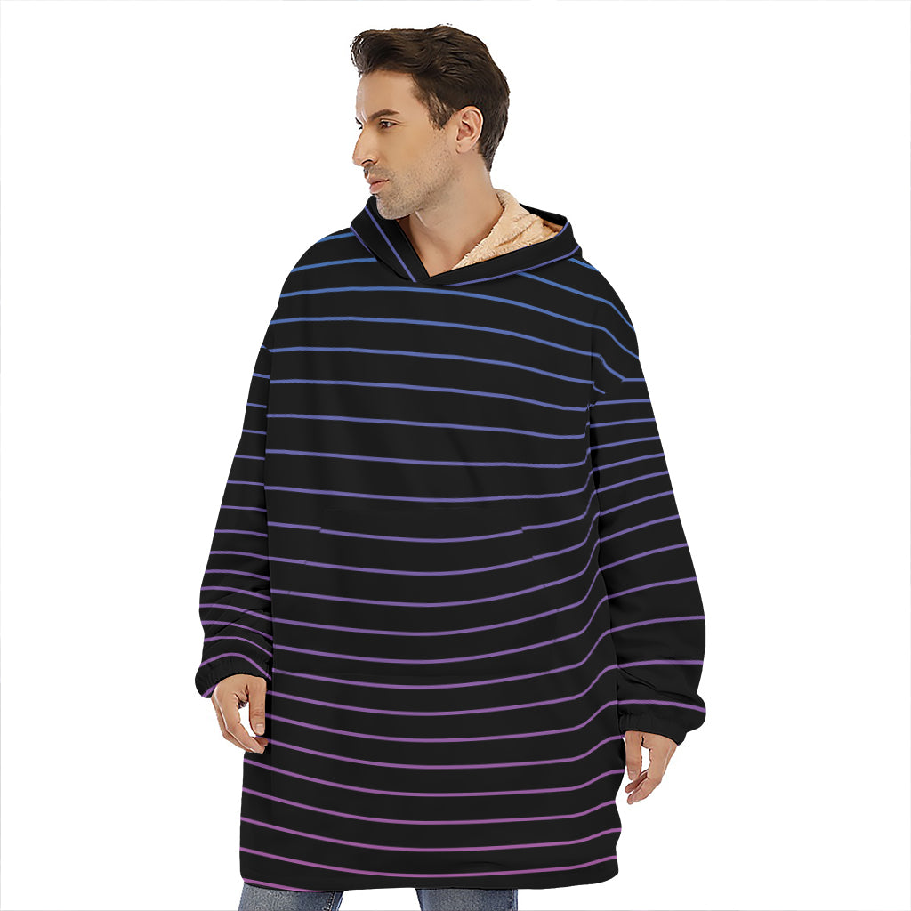 Blue And Purple EDM Wave Print Hoodie Blanket