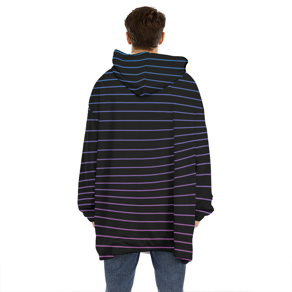 Blue And Purple EDM Wave Print Hoodie Blanket
