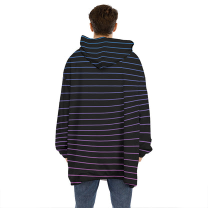 Blue And Purple EDM Wave Print Hoodie Blanket