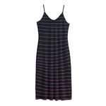 Blue And Purple EDM Wave Print Jersey Midi Cami Dress