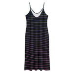 Blue And Purple EDM Wave Print Jersey Midi Cami Dress