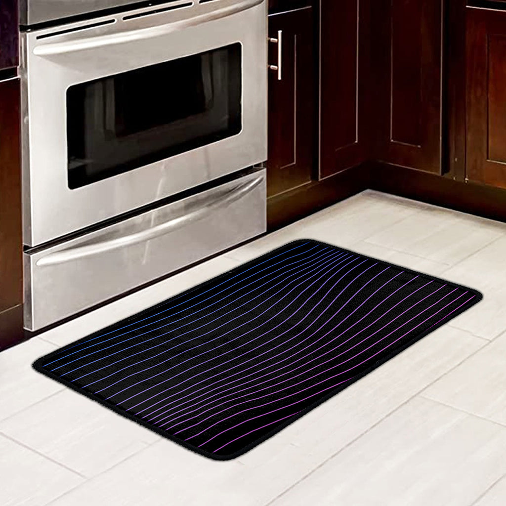 Blue And Purple EDM Wave Print Kitchen Mat