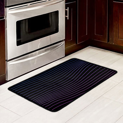 Blue And Purple EDM Wave Print Kitchen Mat