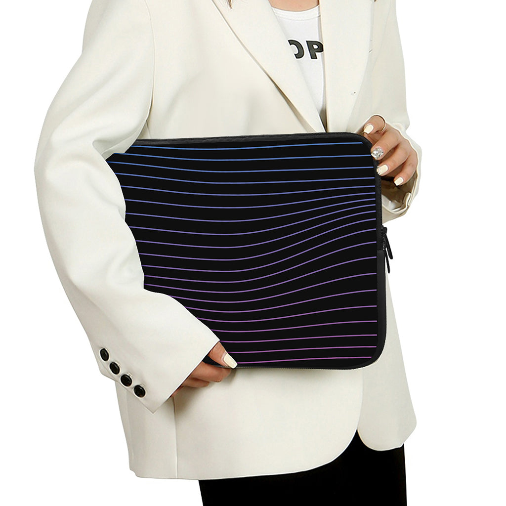 Blue And Purple EDM Wave Print Laptop Sleeve