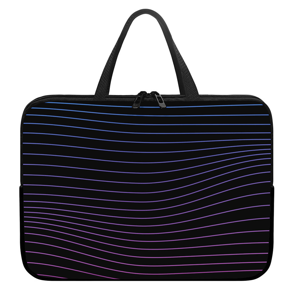 Blue And Purple EDM Wave Print Laptop Sleeve With Handle