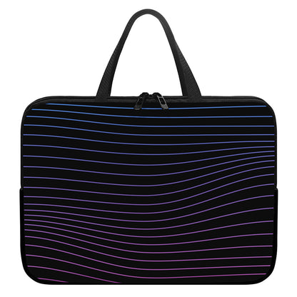 Blue And Purple EDM Wave Print Laptop Sleeve With Handle