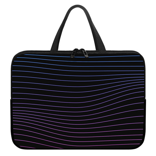 Blue And Purple EDM Wave Print Laptop Sleeve With Handle