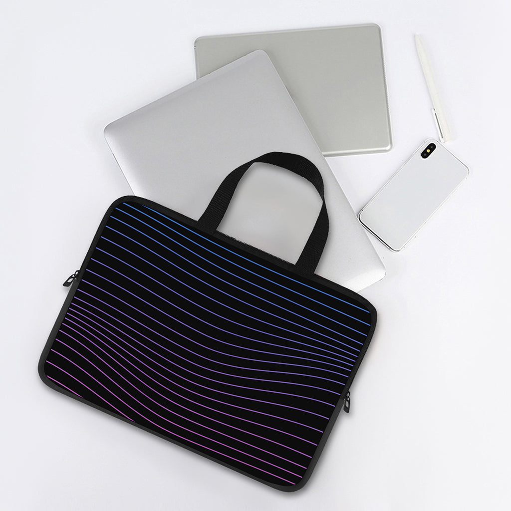 Blue And Purple EDM Wave Print Laptop Sleeve With Handle