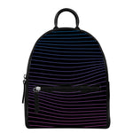 Blue And Purple EDM Wave Print Leather Backpack
