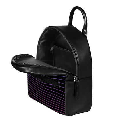 Blue And Purple EDM Wave Print Leather Backpack