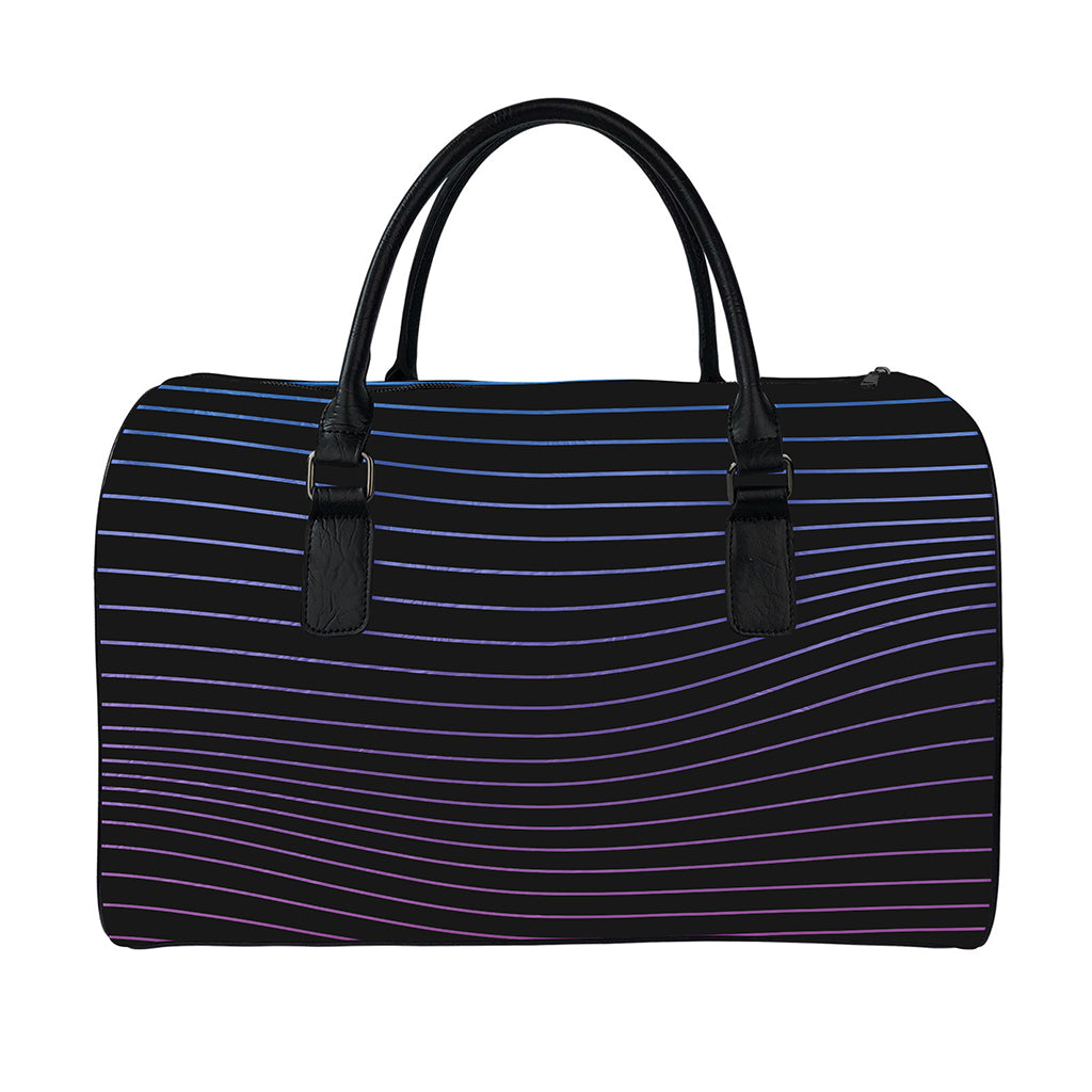 Blue And Purple EDM Wave Print Leather Duffle Bag