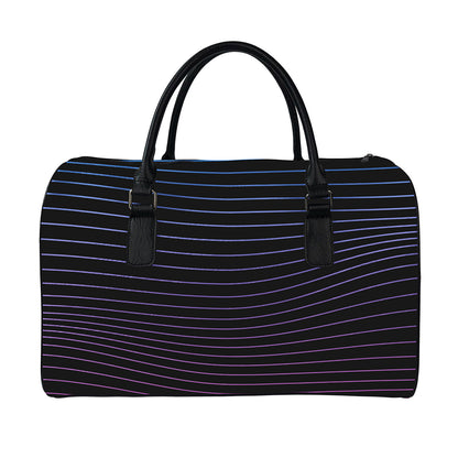 Blue And Purple EDM Wave Print Leather Duffle Bag