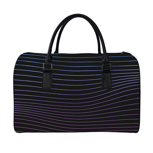 Blue And Purple EDM Wave Print Leather Duffle Bag