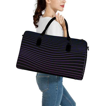 Blue And Purple EDM Wave Print Leather Duffle Bag