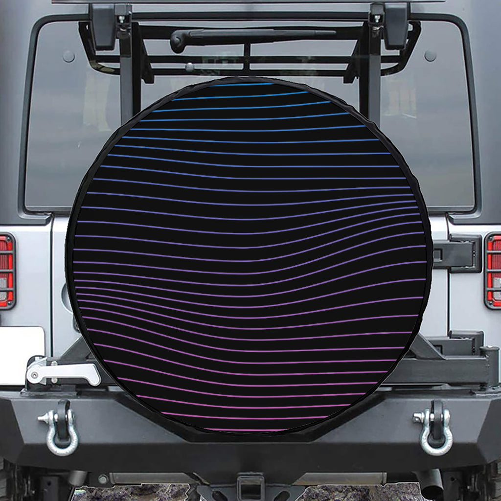 Blue And Purple EDM Wave Print Leather Spare Tire Cover