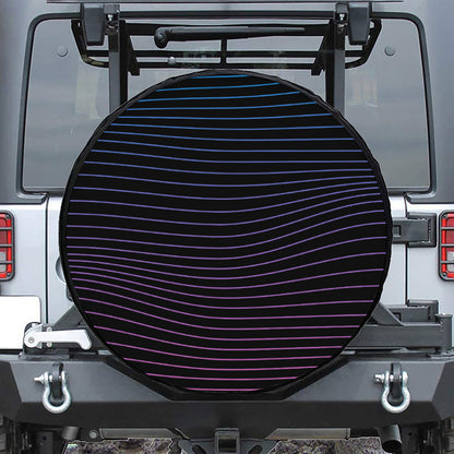Blue And Purple EDM Wave Print Leather Spare Tire Cover