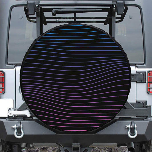 Blue And Purple EDM Wave Print Leather Spare Tire Cover