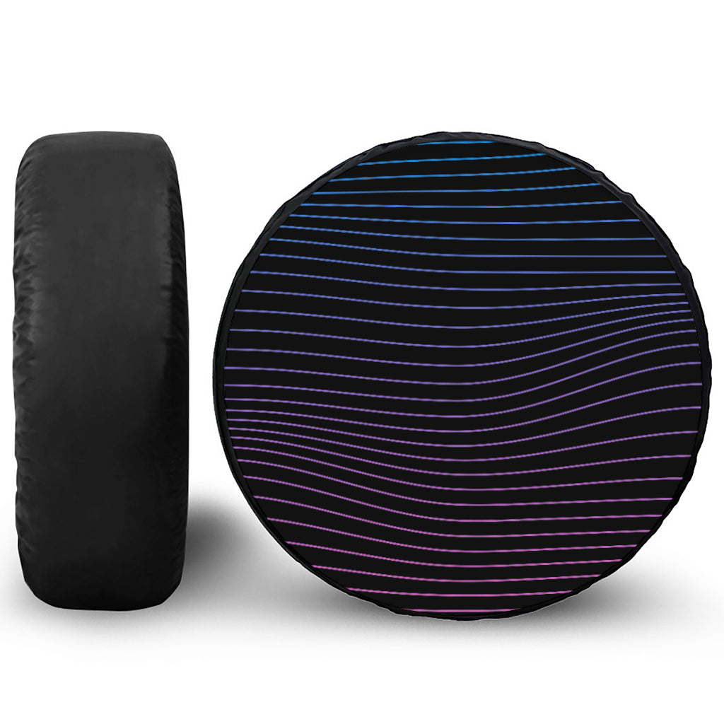 Blue And Purple EDM Wave Print Leather Spare Tire Cover