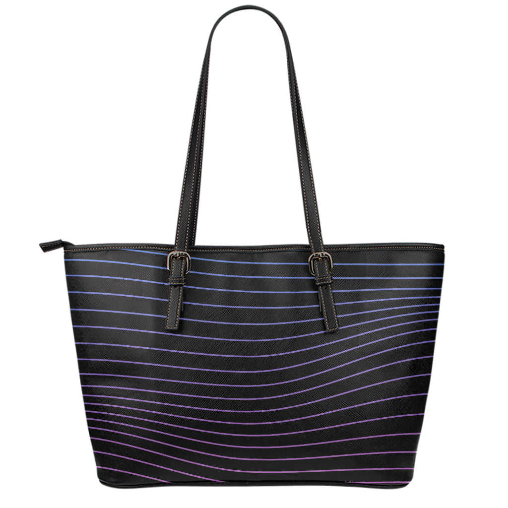 Blue And Purple EDM Wave Print Leather Tote Bag