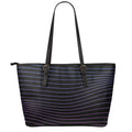 Blue And Purple EDM Wave Print Leather Tote Bag With Zipper