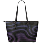 Blue And Purple EDM Wave Print Leather Tote Bag