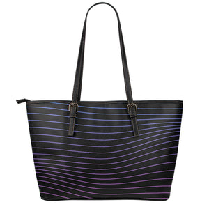 Blue And Purple EDM Wave Print Leather Tote Bag