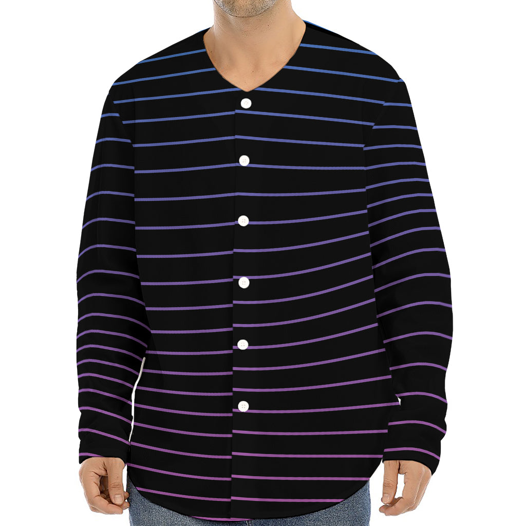 Blue And Purple EDM Wave Print Long Sleeve Baseball Jersey