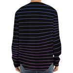 Blue And Purple EDM Wave Print Long Sleeve Baseball Jersey