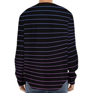 Blue And Purple EDM Wave Print Long Sleeve Baseball Jersey