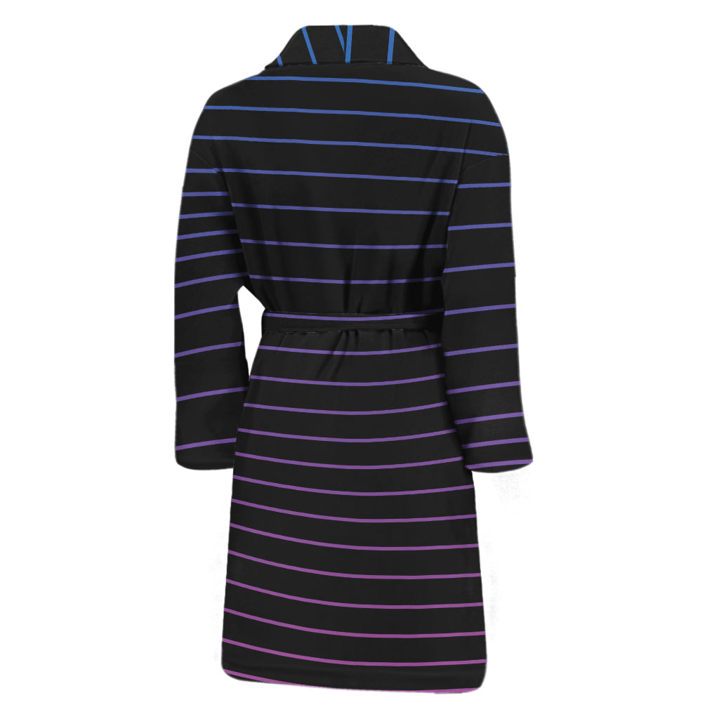 Blue And Purple EDM Wave Print Men's Bathrobe