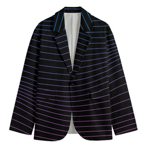 Blue And Purple EDM Wave Print Men's Blazer