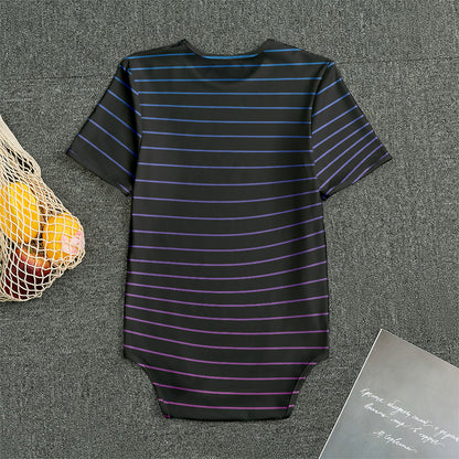Blue And Purple EDM Wave Print Men's Bodysuit