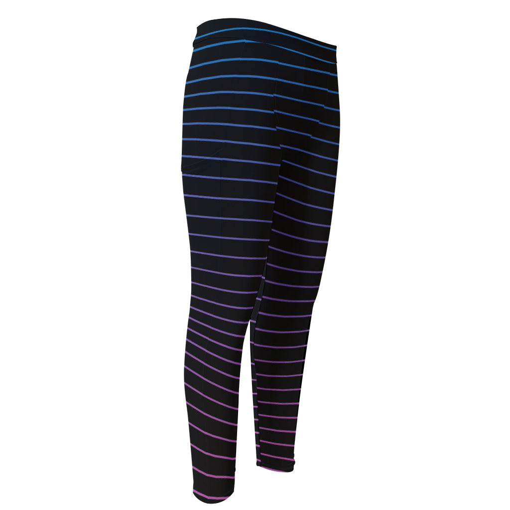 Blue And Purple EDM Wave Print Men's Compression Pants