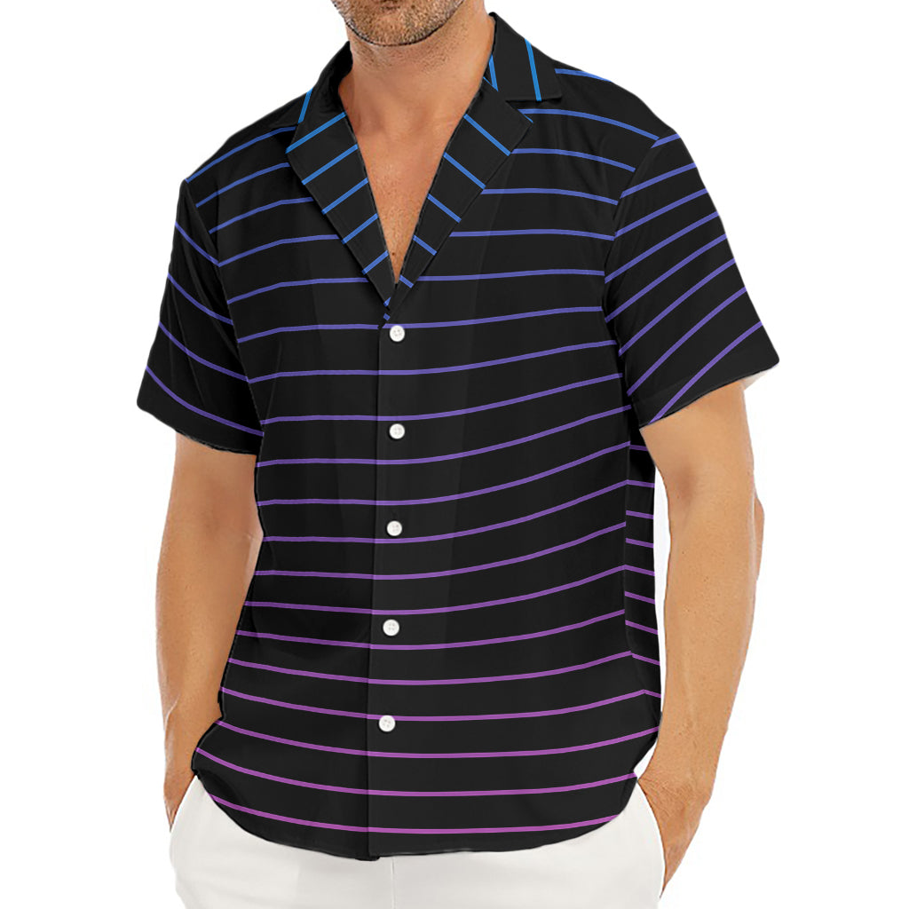 Blue And Purple EDM Wave Print Men's Deep V-Neck Shirt